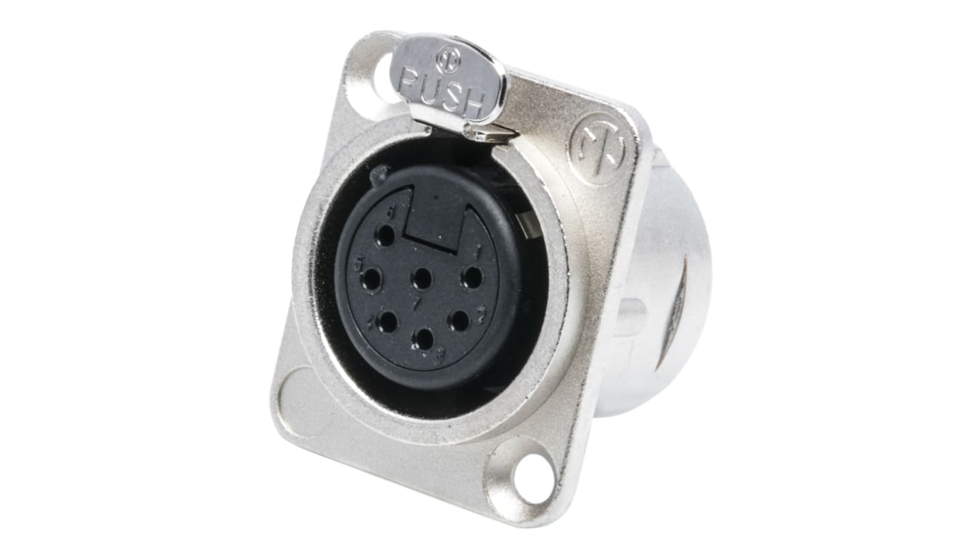 Neutrik 7芯卡侬头母座, 面板安装, 50 V, 5A, 直向