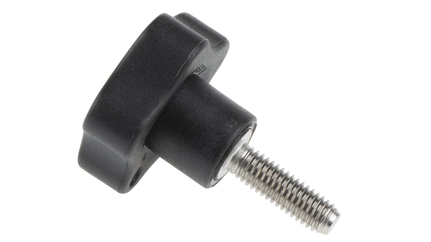 Elesa 166263 Black Multiple Lobes Clamping Knob, M6, Threaded Stud