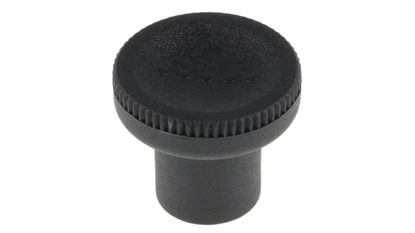 RS PRO Black Knurled Clamping Knob, M6, Threaded Hole