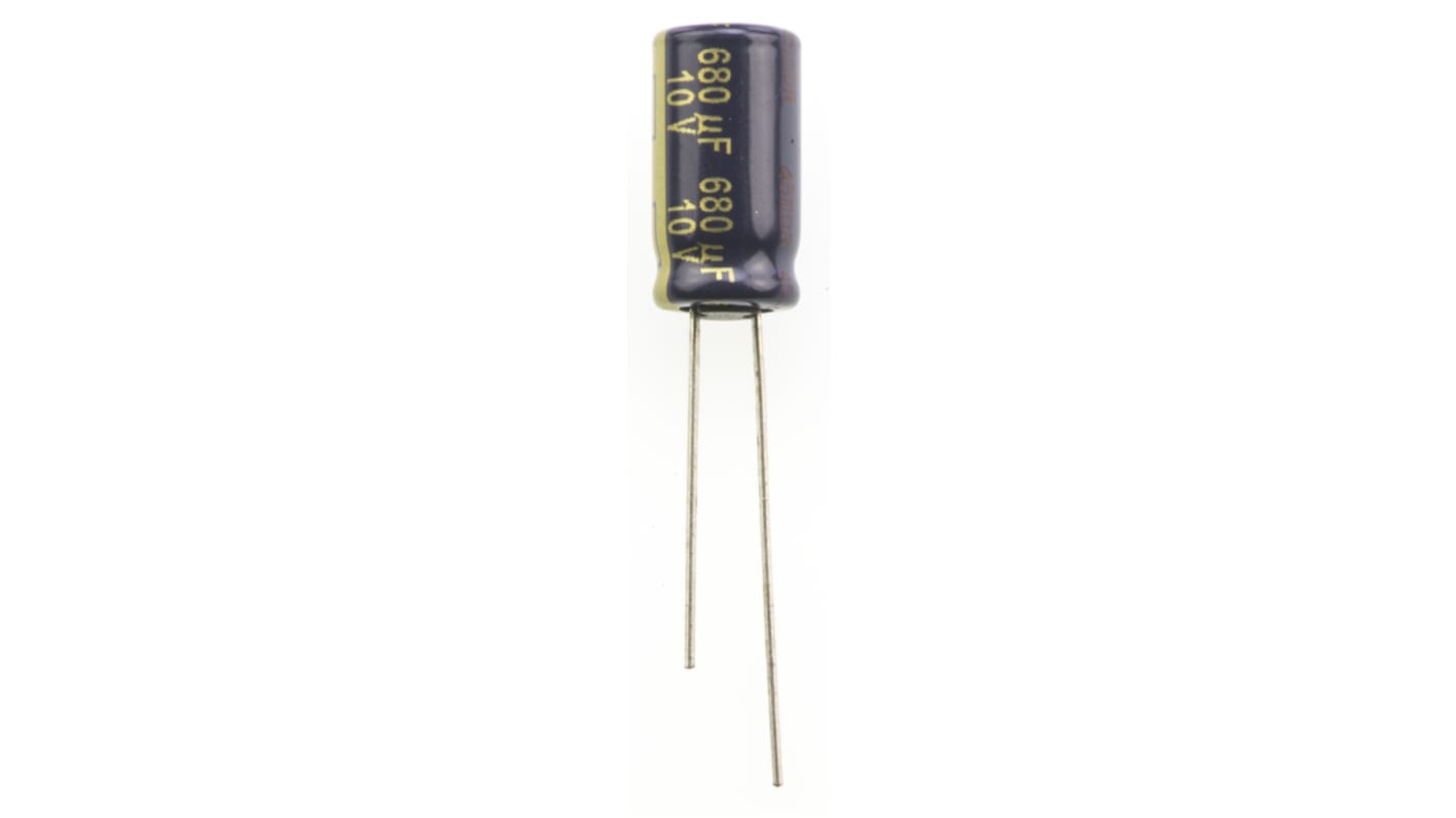 Panasonic , THT Aluminium-Elektrolyt Kondensator 680μF ±20% / 10V dc, Ø 8mm x 15mm, bis 105°C