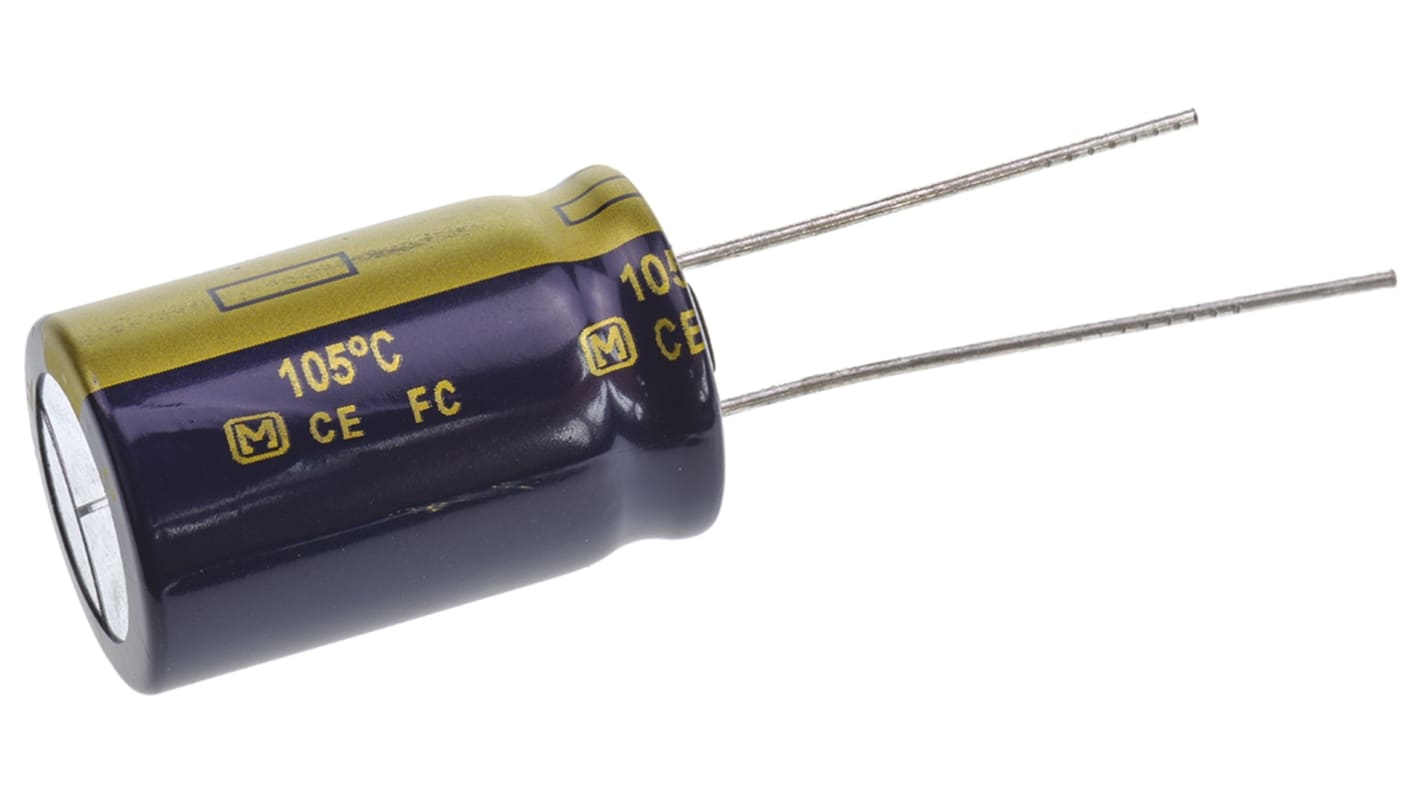 Condensatore Panasonic, serie FC Radial, 1500μF, 35V cc, ±20%, +105°C, Radiale, Foro passante