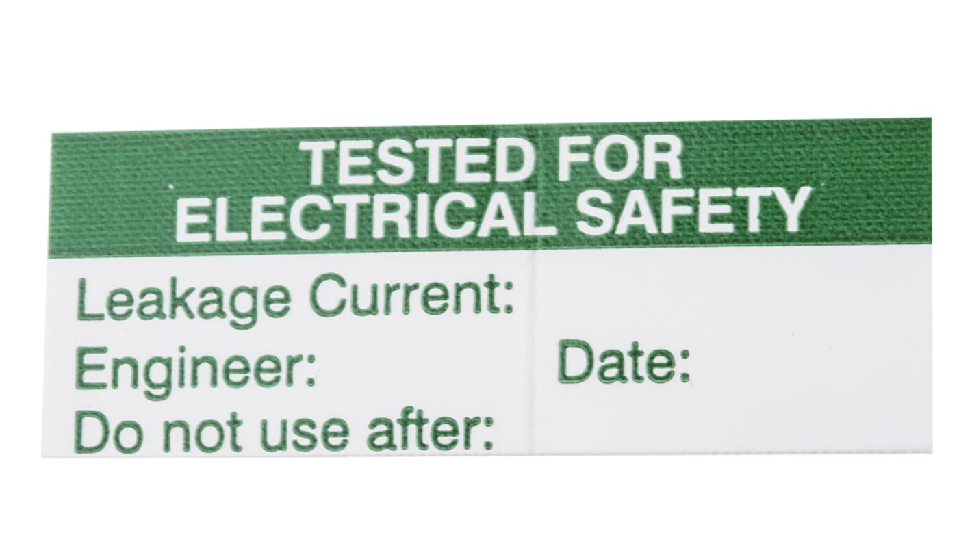 140 Etichetta adesiva prestampata RS PRO 38mm x 15mm Tested For Electrical Safety