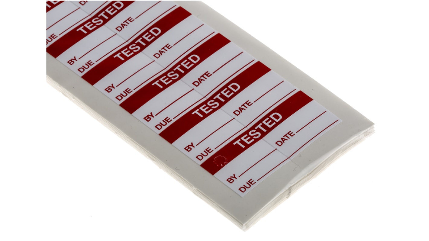 Etiqueta adhesiva preimpresa, RS PRO, 140 Etiquetas Tested