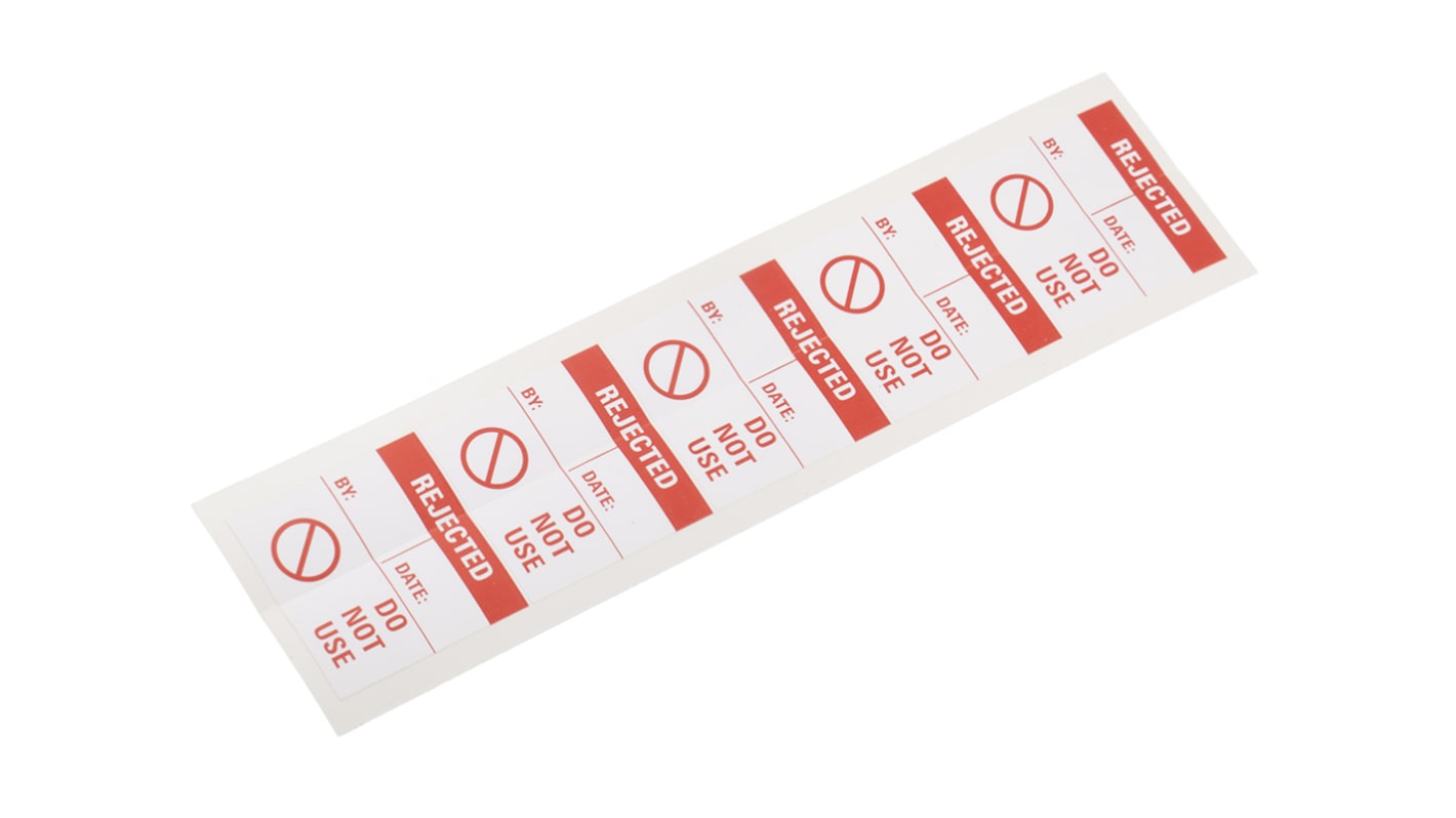 50 Etichetta adesiva prestampata RS PRO 38mm x 38mm Rejected Do Not Use