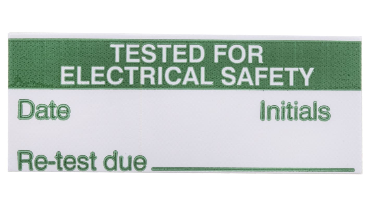 Etiqueta adhesiva preimpresa, RS PRO, 140 Etiquetas Tested For Electrical Safety
