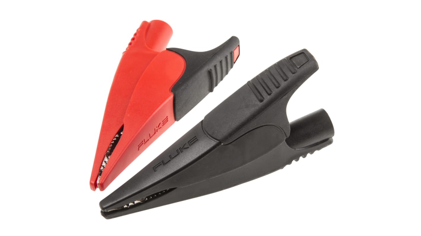 Clip a coccodrillo Fluke, 10A, apertura 20mm, isolato, col. Nero, rosso