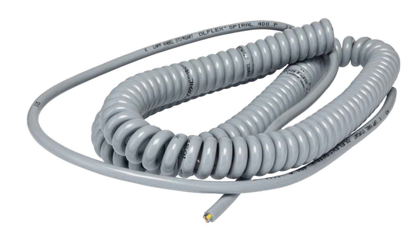 Lapp ÖLFLEX, Coiled, 1m 3 Core, Grey Polyurethane PUR Power Cable +50°C