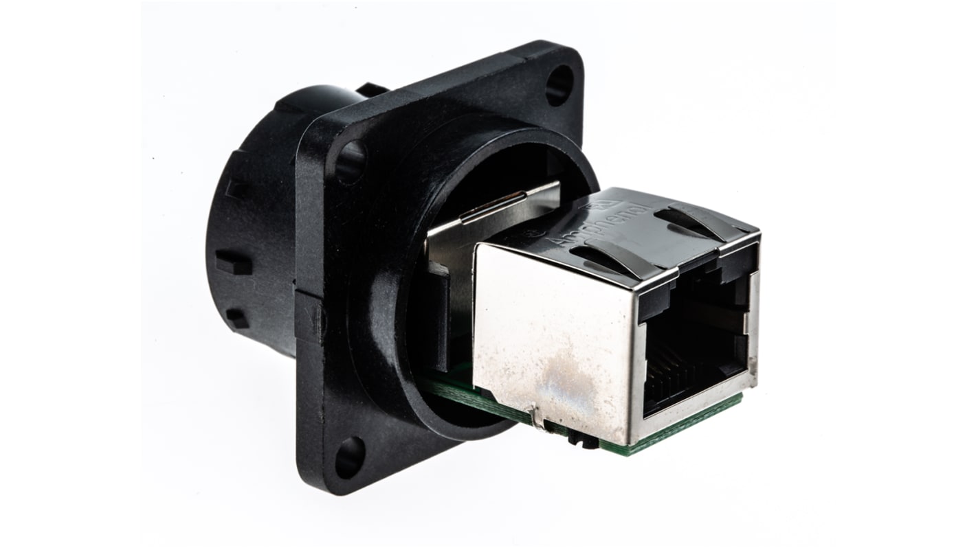 Amphenol Socapex RJF544 Series Female RJ45 Connector, Panel Mount, Cat5e Straight 1 Port 8 -Way