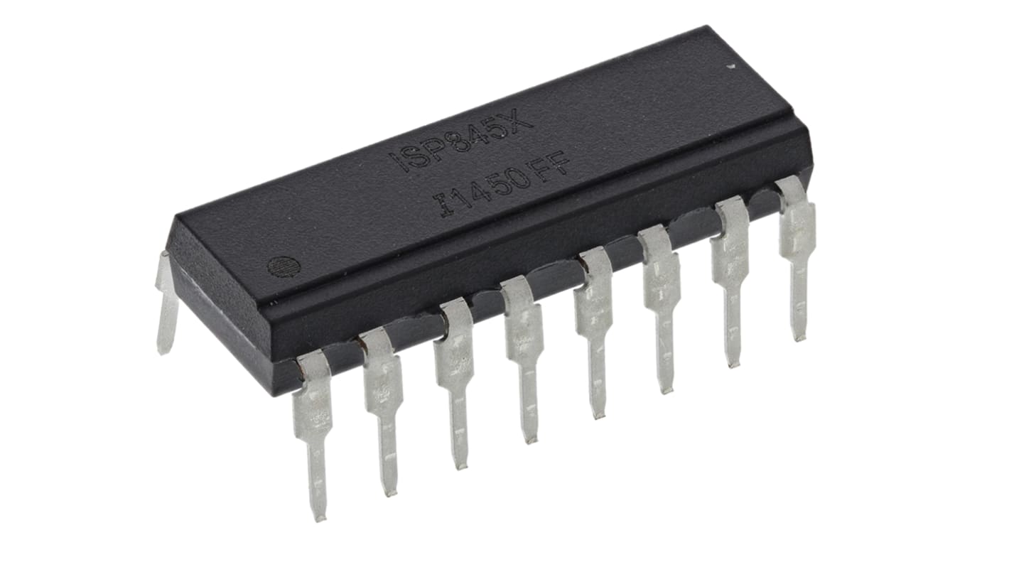 Isocom, ISP845X DC Input Darlington Output Quad Optocoupler, Through Hole, 16-Pin PDIP