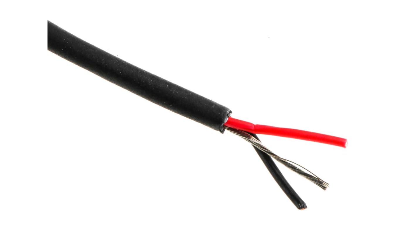 Van Damme 2 Core Microphone Cable, 0.22 mm² CSA Screened, 2.7mm od, 100m, Black