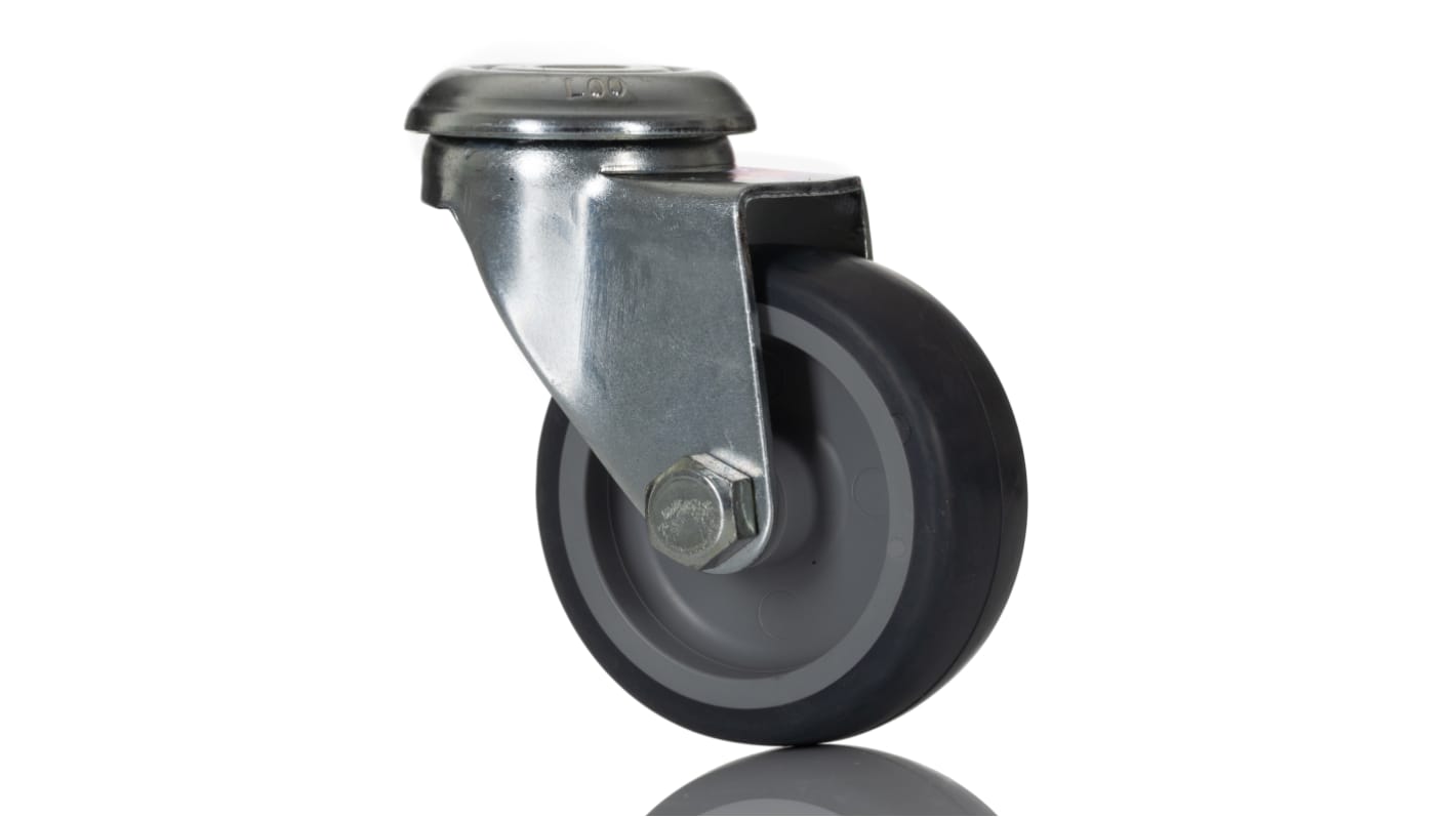 Tente Drehlager Lenkrolle, Rad ø 50mm, 30kg, Ges H. 66mm, Rad B. 23mm, Einfachbolzen, Gummi-Material