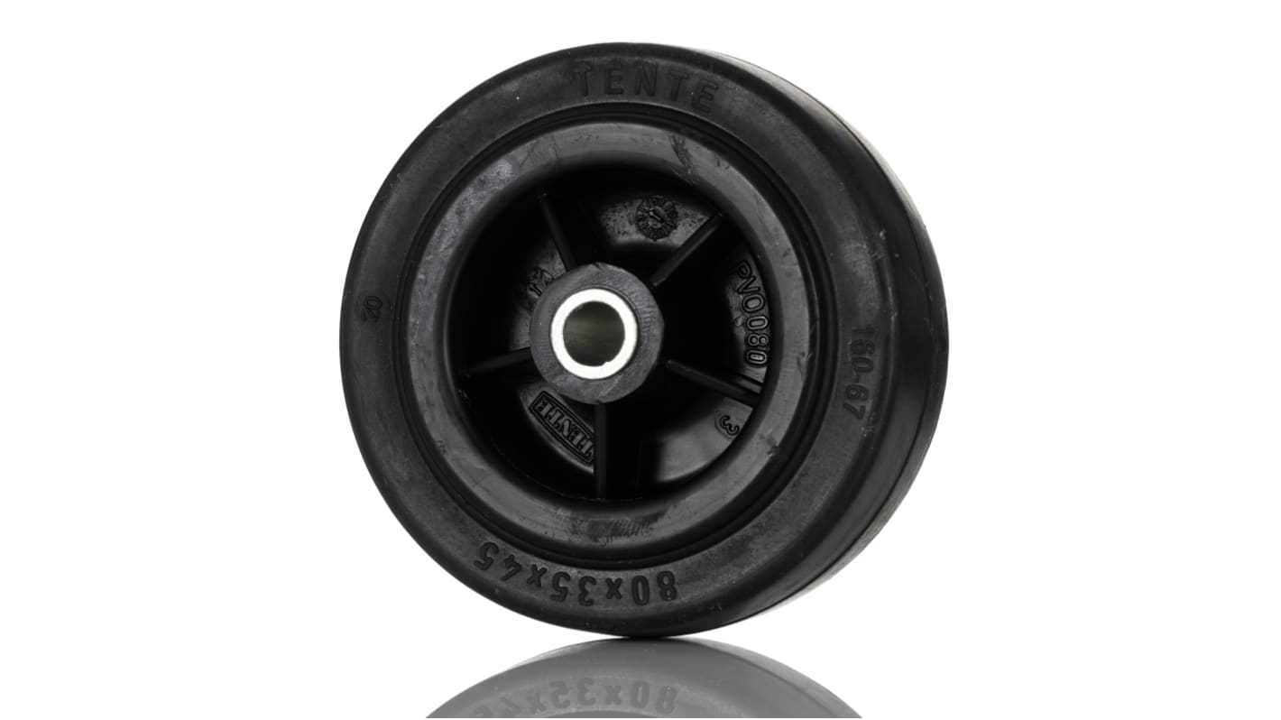 Tente Black Rubber Ageing Resistant Trolley Wheel, 70kg