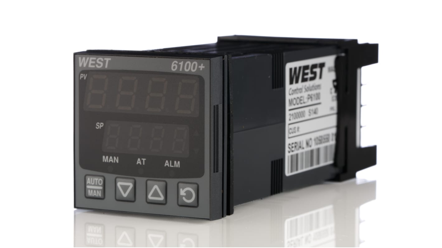 Rs-Online Termoregolatori PID West Instruments P6100 100 V c.a. 240 V c.a. 48 x 48 (1/16 DIN)mm 1 uscita Relè