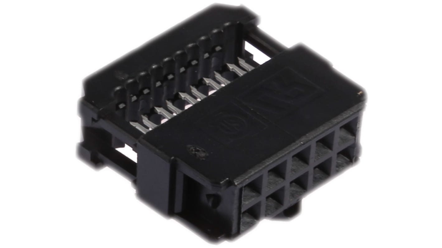TE Connectivity IDC连接器, 母座, 10p, 2.54mm间距, 2排, 电缆安装, IDC端接, 直角, AMP-LATCH Novo系列