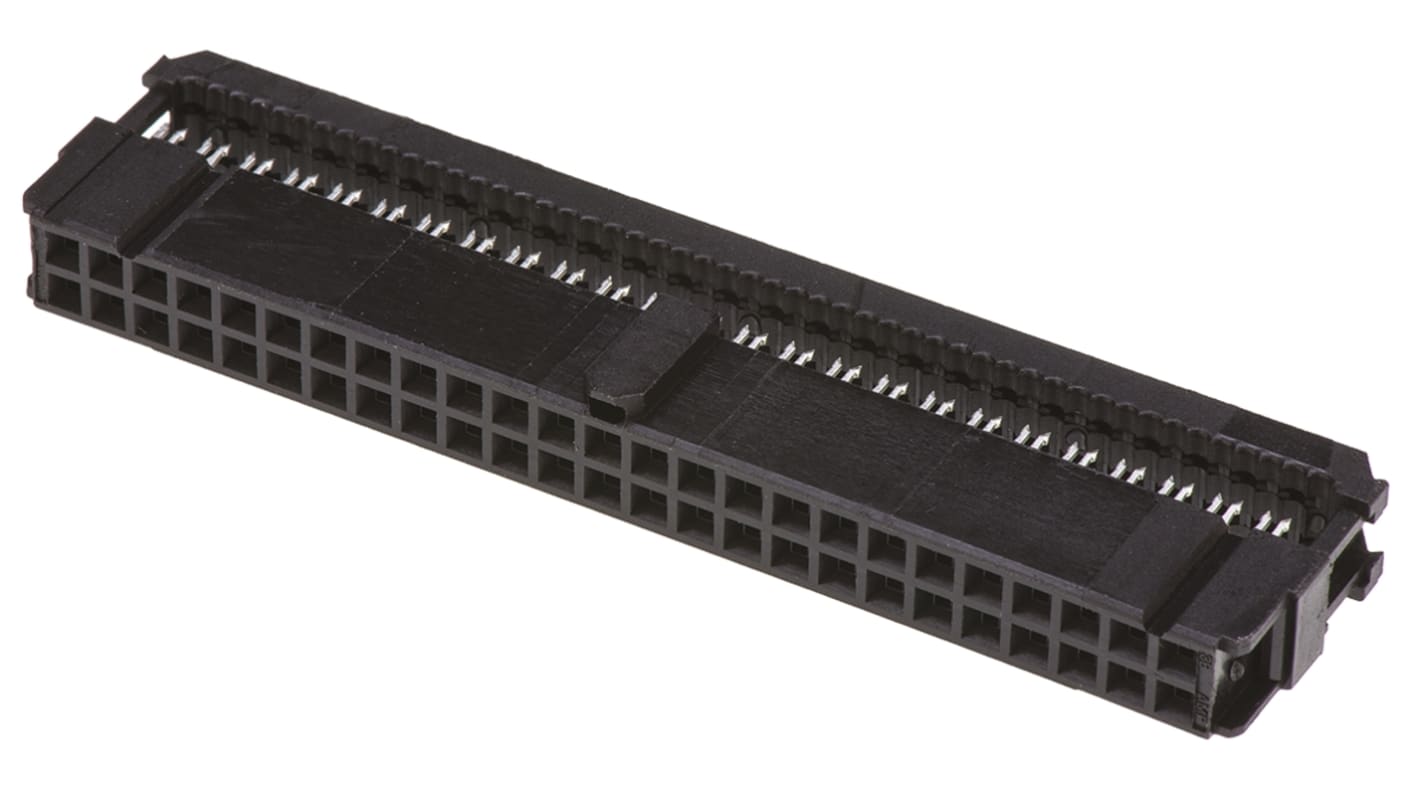 TE Connectivity IDC连接器, 母座, 50p, 2.54mm间距, 2排, 电缆安装, IDC端接, 直角, AMP-LATCH Novo系列