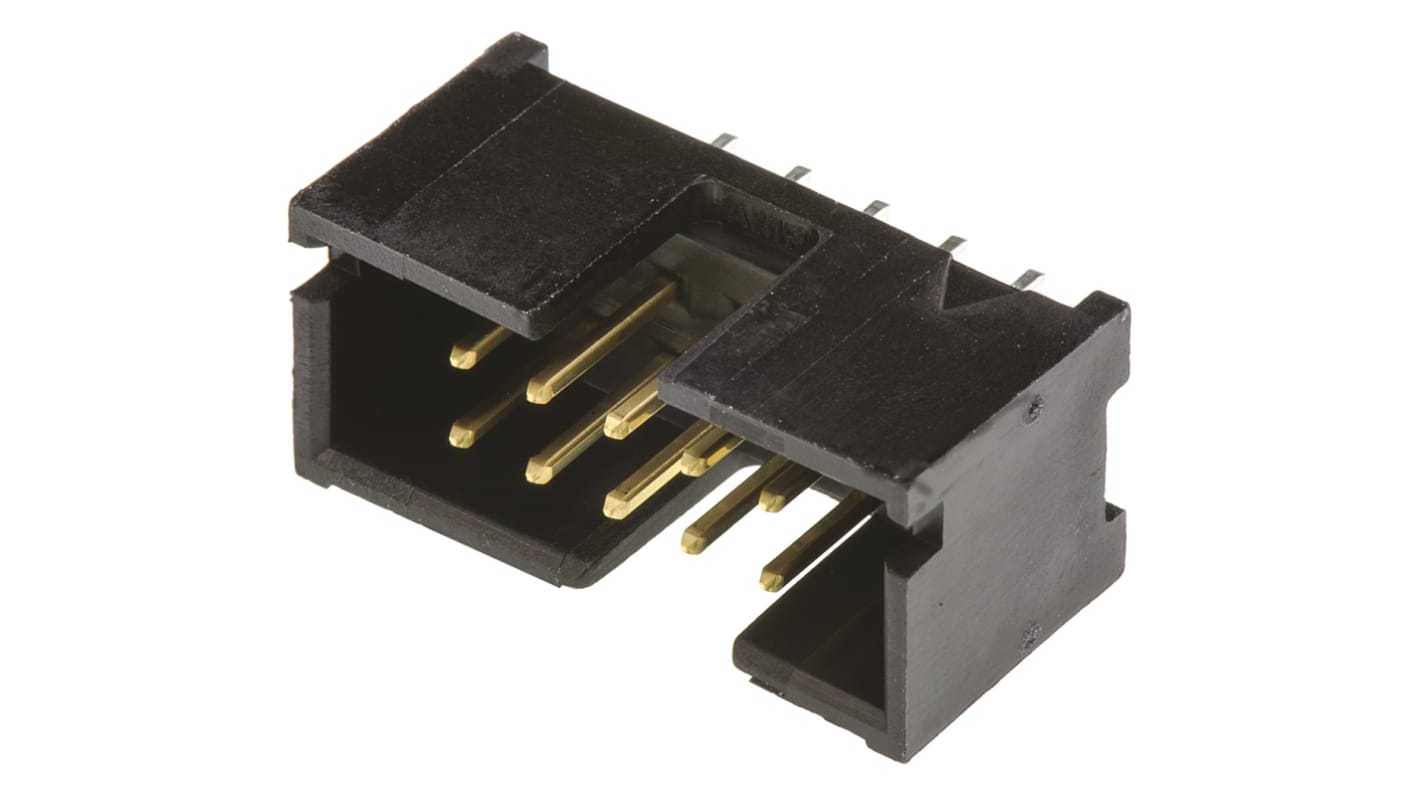 TE Connectivity AMP-LATCH Series Straight Through Hole PCB Header, 10 Contact(s), 2.54mm Pitch, 2 Row(s), Shrouded