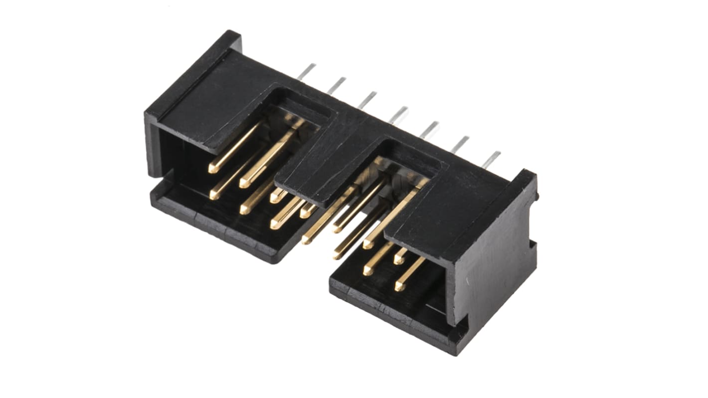 TE Connectivity AMP-LATCH Series Straight Through Hole PCB Header, 14 Contact(s), 2.54mm Pitch, 2 Row(s), Shrouded