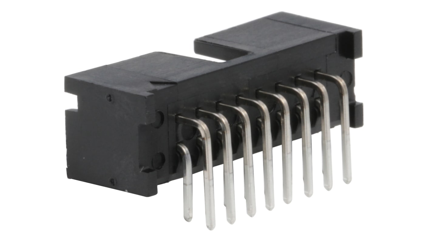 TE Connectivity AMP-LATCH Series, 2.54mm Pitch, 16 Way 2 Row Shrouded Right Angle PCB Header, Through Hole