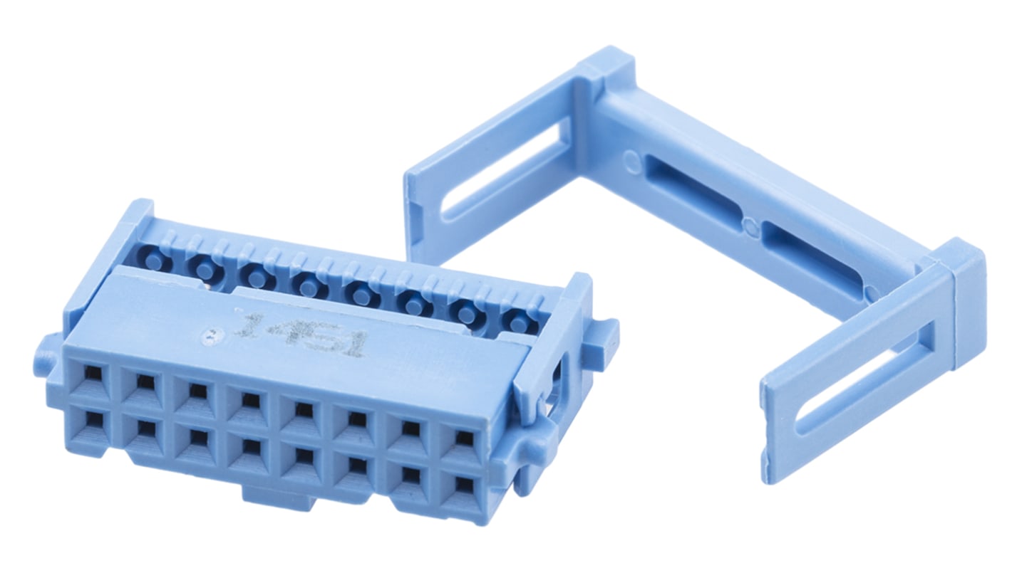 TE Connectivity IDC连接器, 母座, 16p, 2.54mm间距, 2排, 电缆安装, IDC端接, 直角, AMP-LATCH 609系列