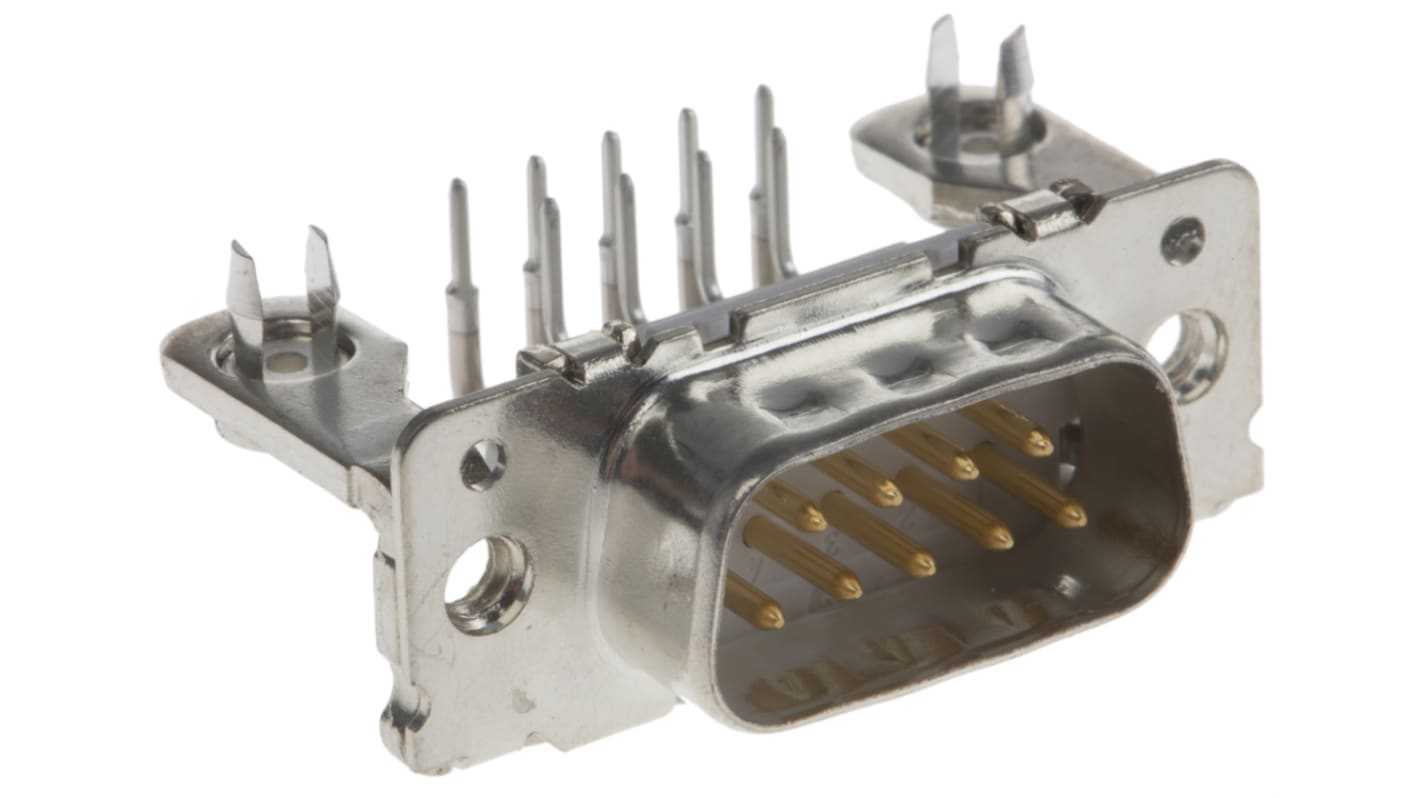 TE Connectivity DB9针公插, 直角, THT安装, 焊接端接, 1.0 kv, 2.2A, Amplimite HD-20系列