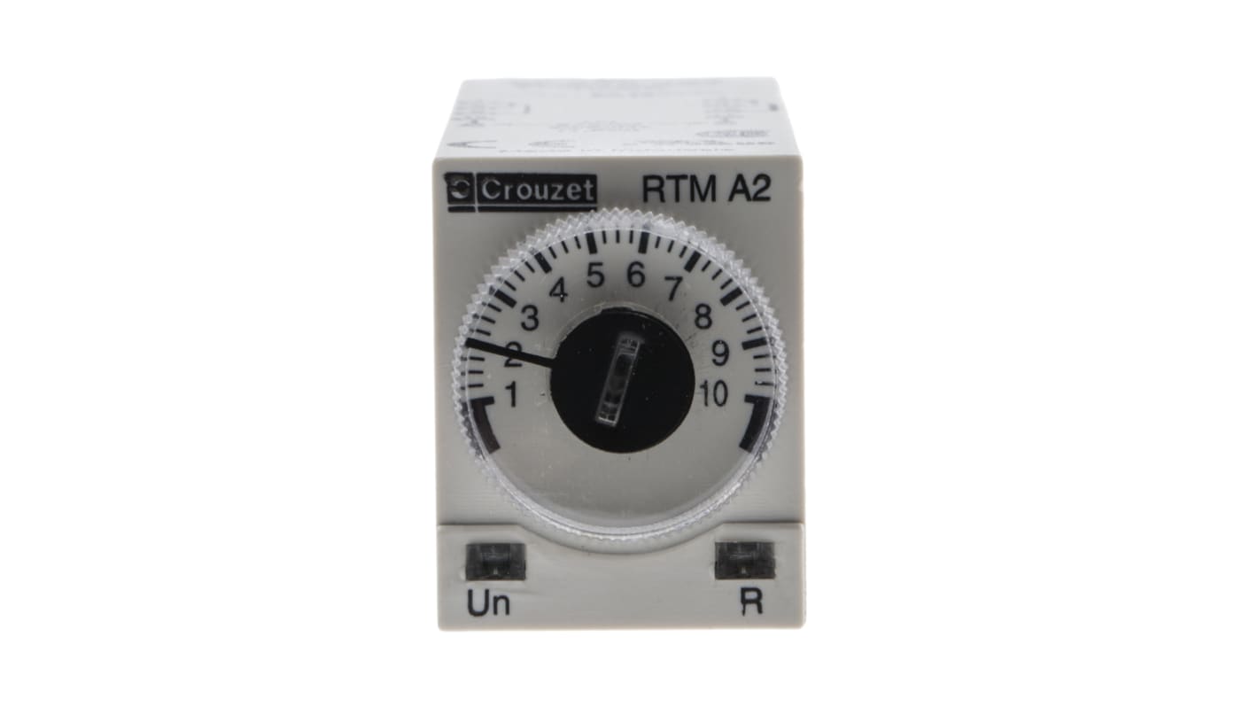 Crouzet DIN Rail Mount Timer Relay, 24V ac, 2-Contact, 0.1 s → 100h, 1-Function, DPDT