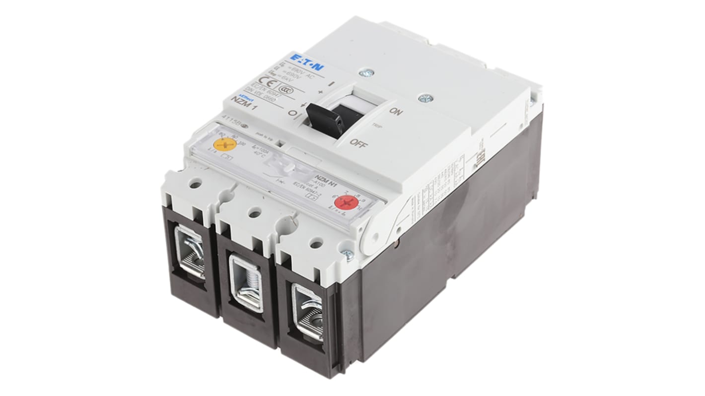 Wyłącznik kompaktowy MCCB, 3-biegunowy, 100A, 690V, 750V, Stałe, Eaton