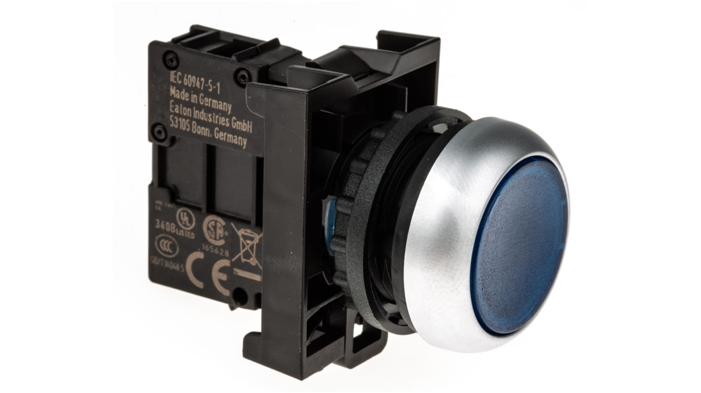 Eaton RMQ Titan M22 Series Blue Illuminated Momentary Push Button Head, 22mm Cutout, IP69K