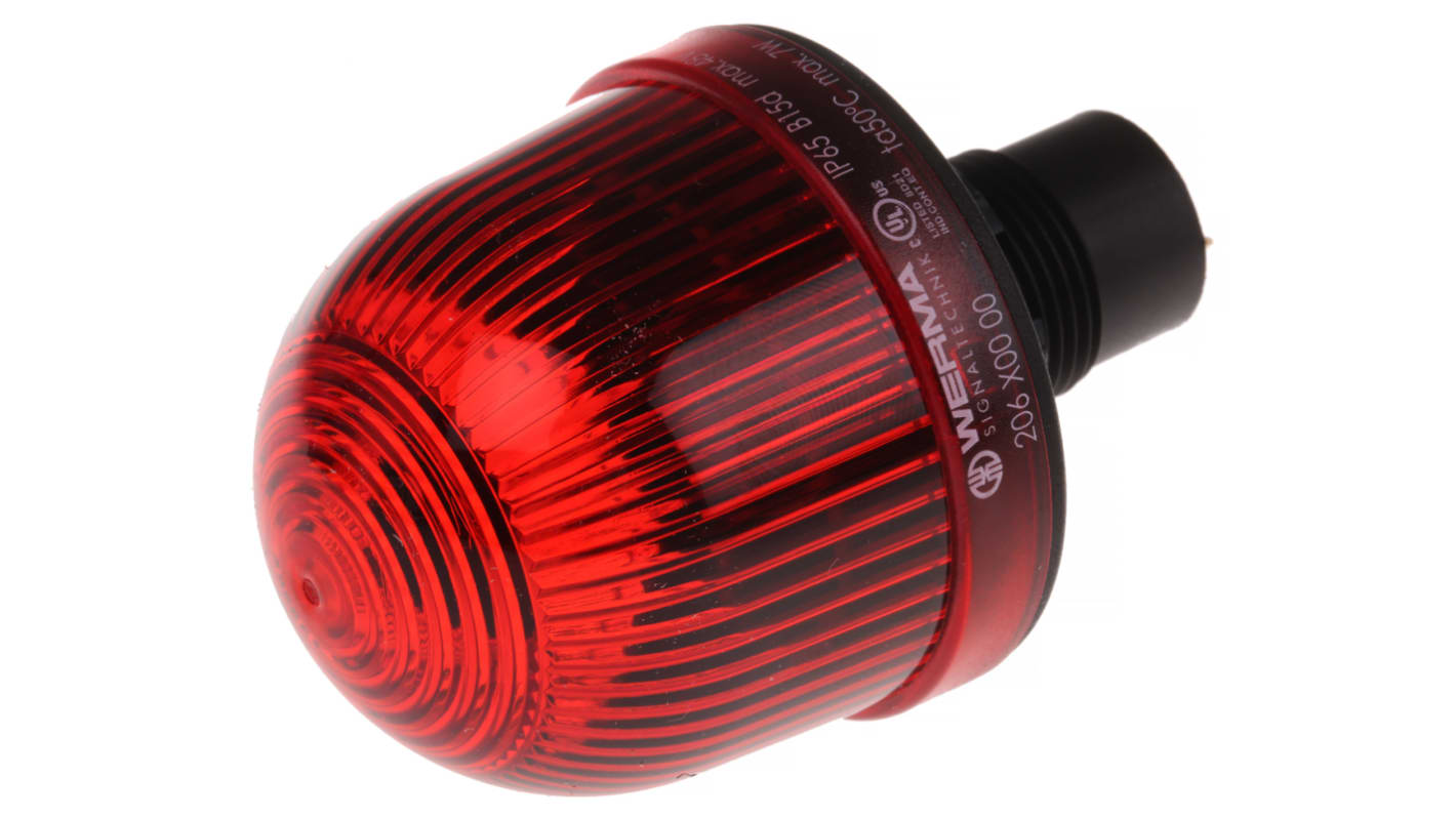 Segnalatore Fisso Werma, A incandescenza, LED, Rosso, 12 → 48 V c.a./c.c.