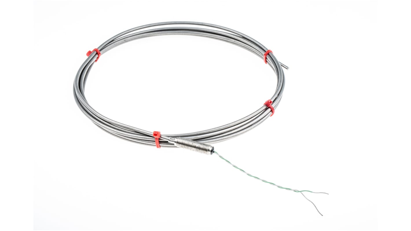 RS PRO Type K Mineral Insulated Thermocouple 3m Length, 3mm Diameter → +1100°C