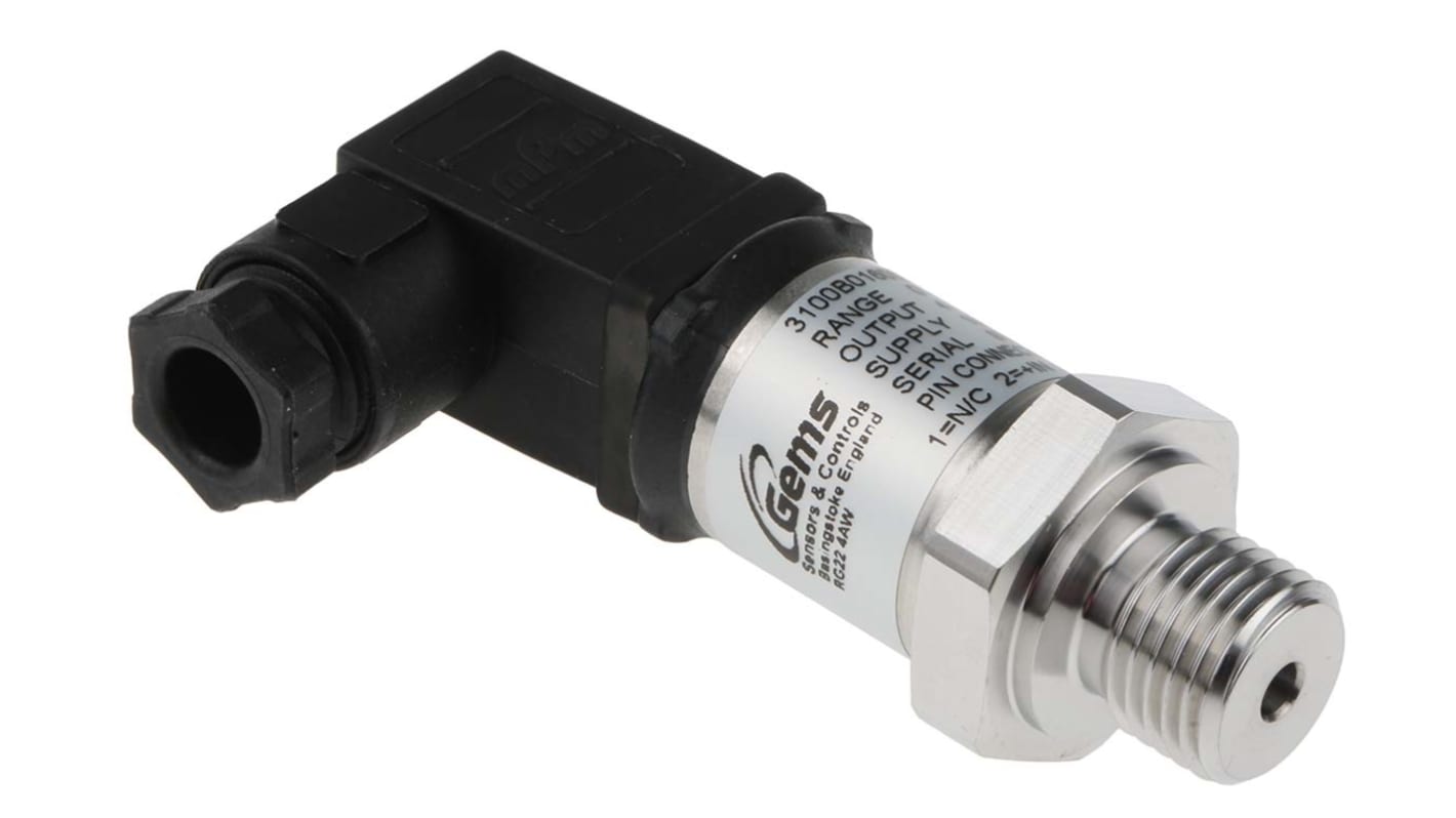 Gems Sensors 压力传感器, 160bar, 计量压力读数类型, 最小压力读数0bar 模拟输出类型, 0.25%精确度, 4 → 20 mA输出, 8 → 30 V 直流, G1/4 接口