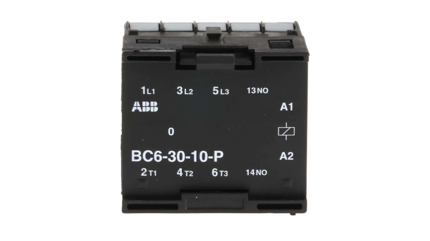 Contattore ABB, serie B, 3 poli, 3 NA, 6 A, 4 kW, bobina 24 V c.c.