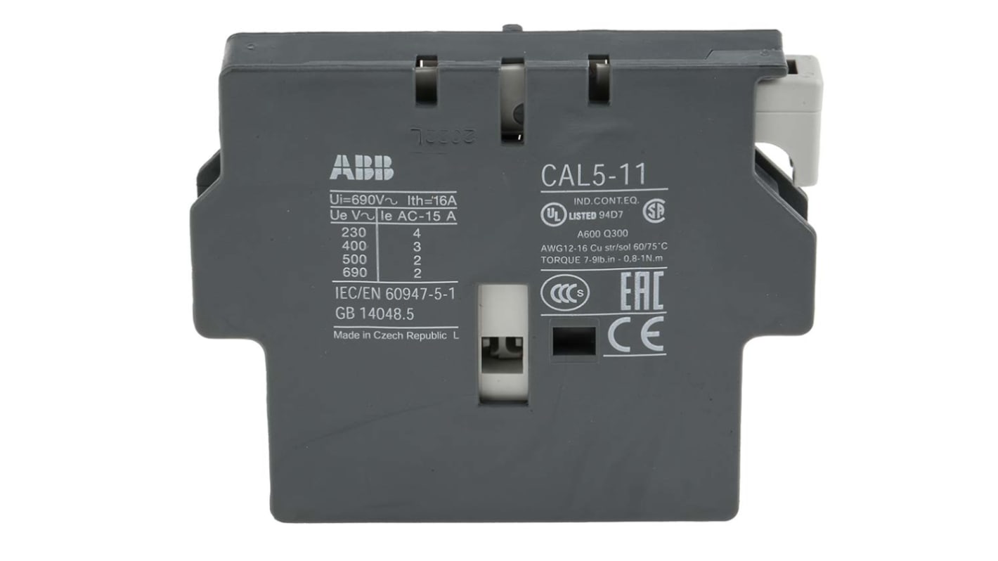ABB 補助接点ブロック, 2, CAL5, 6 A, 型式：1SBN010020R1011 | RS
