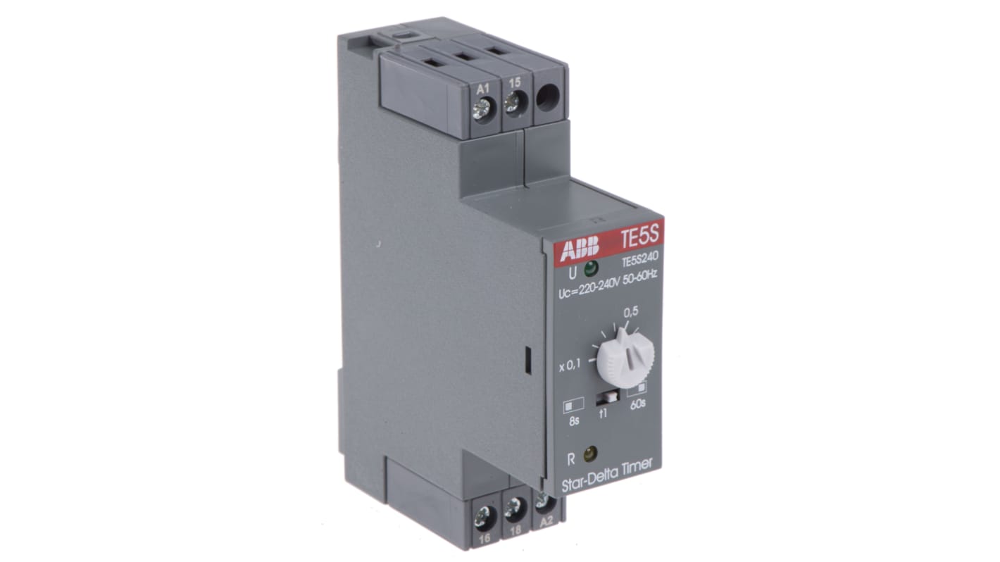 ABB 1SBN Series DIN Rail Mount Timer Relay, 220 → 240V ac, 2-Contact, 0.8 → 8s, 1-Function, SPDT