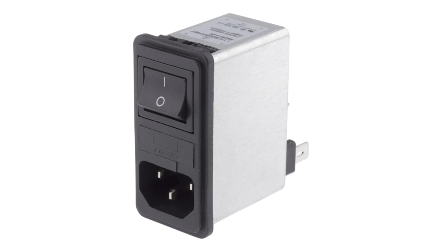 Schaffner IEC規格 C14 IECフィルタ, 2A 250 V ac, 1ヒューズ 2極 スナップイン