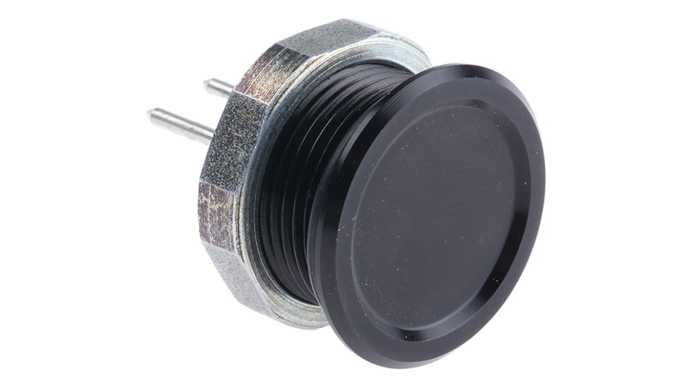 Interruptor piezo, 100 mA, Terminales de Soldadura IP67, Color Negro, -20 → +60°C