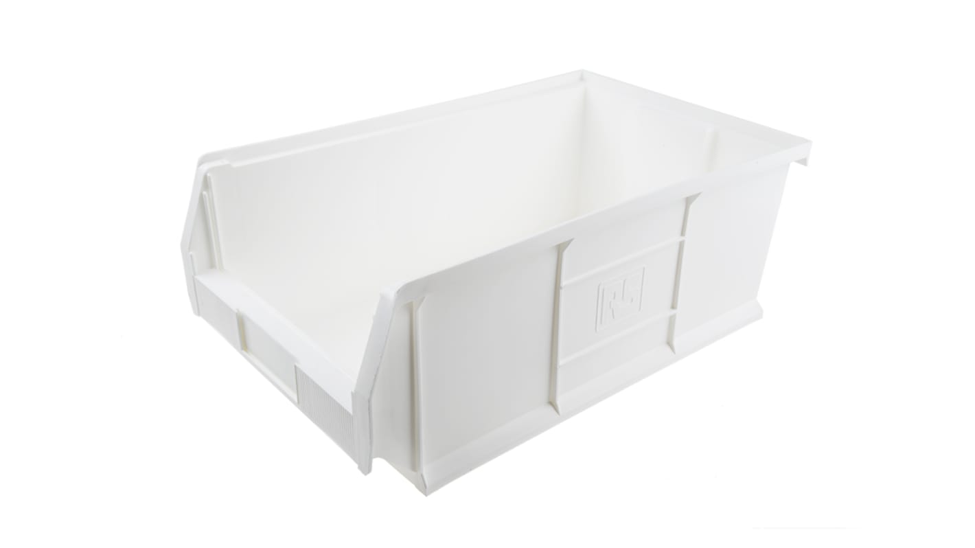 RS PRO PP Storage Bin, 200mm x 315mm, White