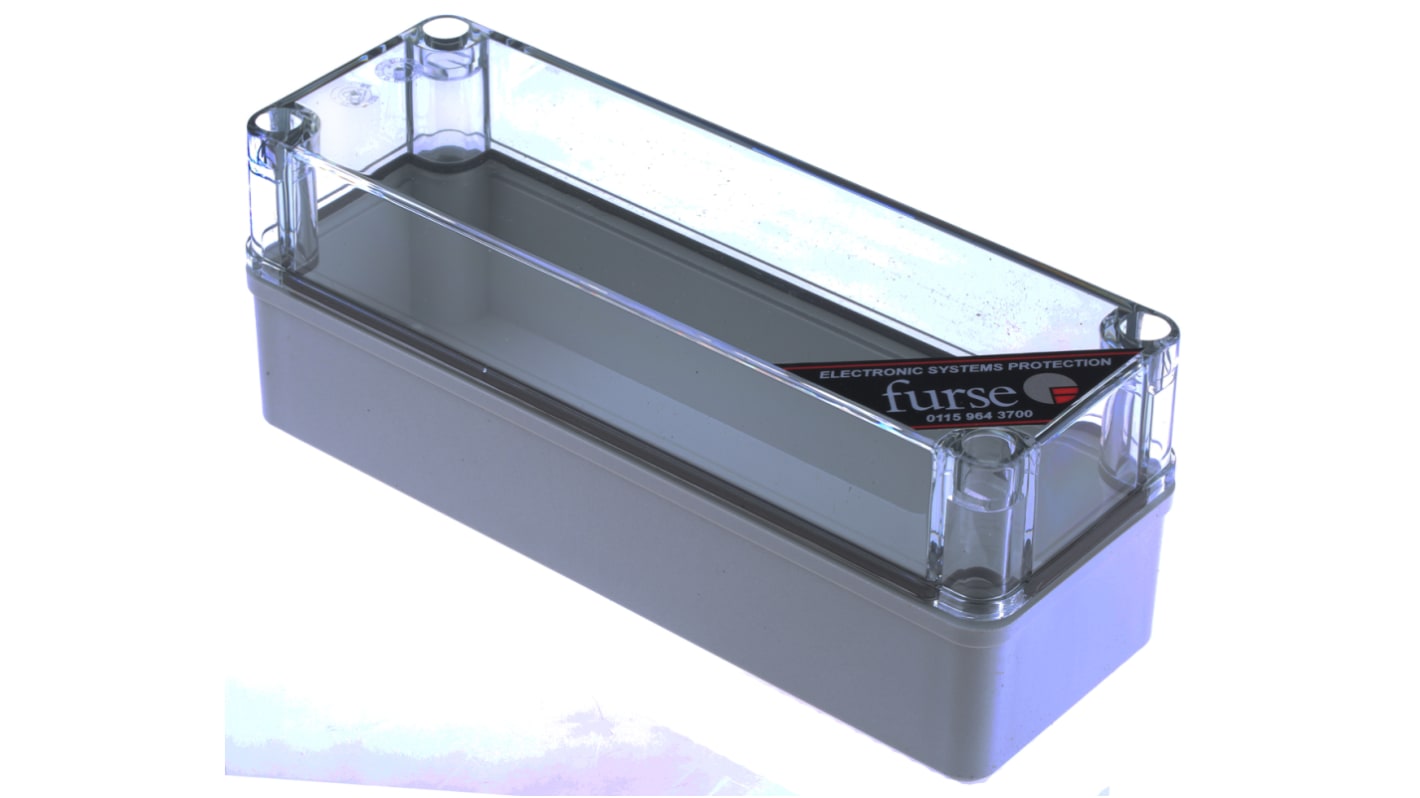 WJ Furse WBX Series Grey, Transparent Polycarbonate Enclosure, IP67, Transparent Lid, 230 x 80 x 85mm