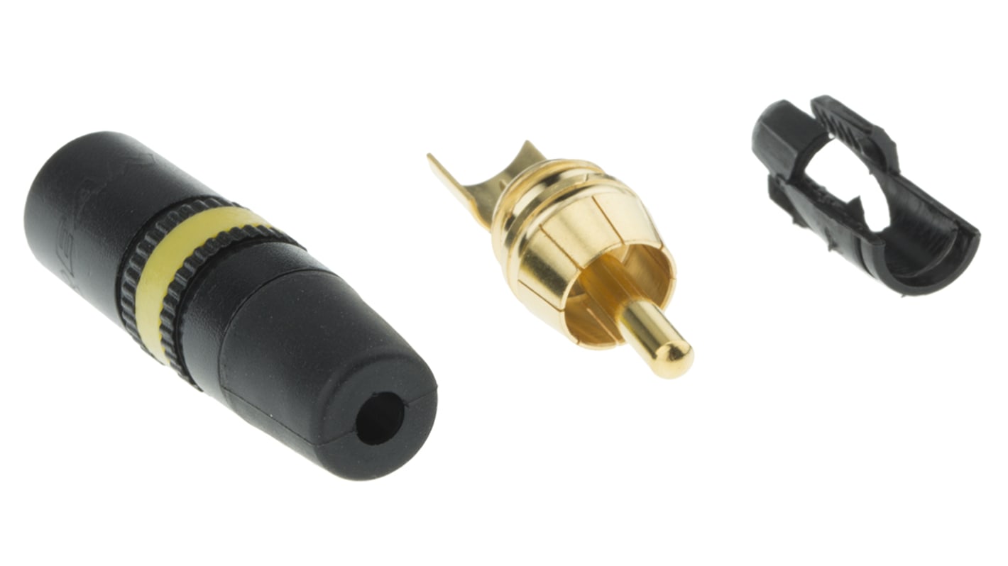 Neutrik Black, Yellow RCA Plug, Gold, 1A