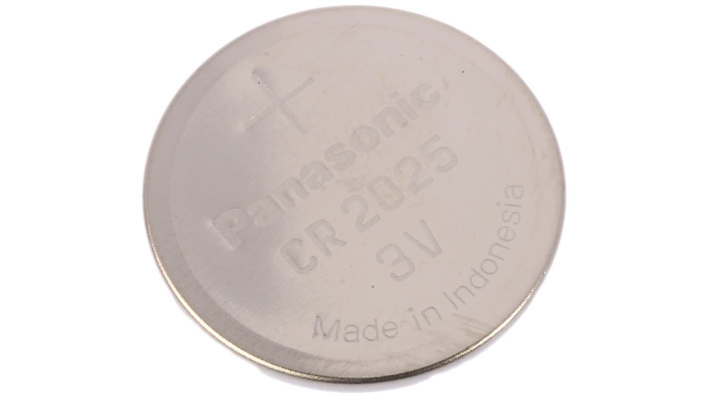 Panasonic CR2025 Button Battery, 3V, 20mm Diameter