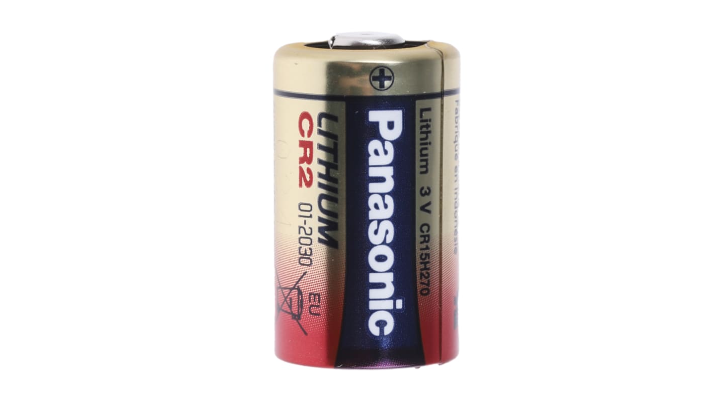 Panasonic CR2 Lithium Batterie, 3V / 850mAh LiMnO2 27 x 15.6mm