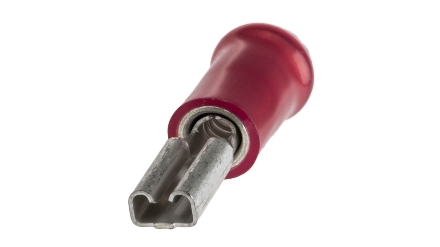 TE Connectivity PIDG FASTON .110 Red Insulated Female Spade Connector, Receptacle, 2.79 x 0.79mm Tab Size, 0.3mm² to
