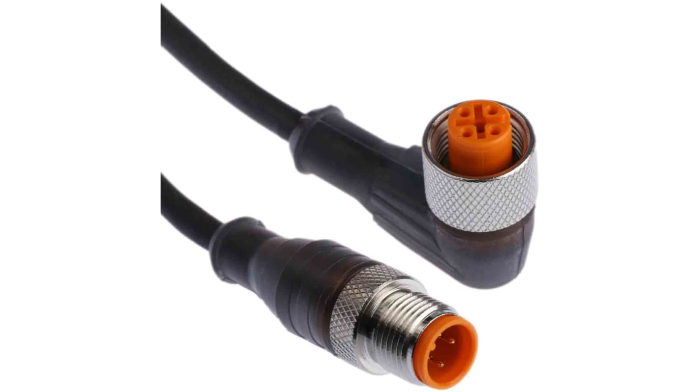 Cable de conexión Lumberg Automation, con. A M12 Hembra, 4 polos, con. B M12 Macho, 4 polos, cod.: A, long. 5m, 30 V,