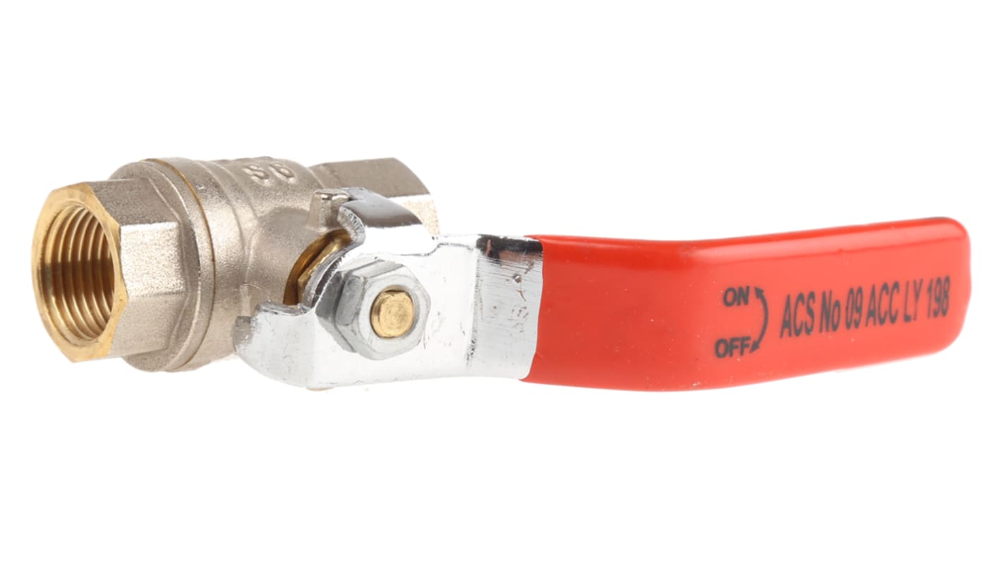 Sferaco Brass Full Bore, 2 Way, Ball Valve, Threaded, BSPP 3/8in, 40bar Operating Pressure