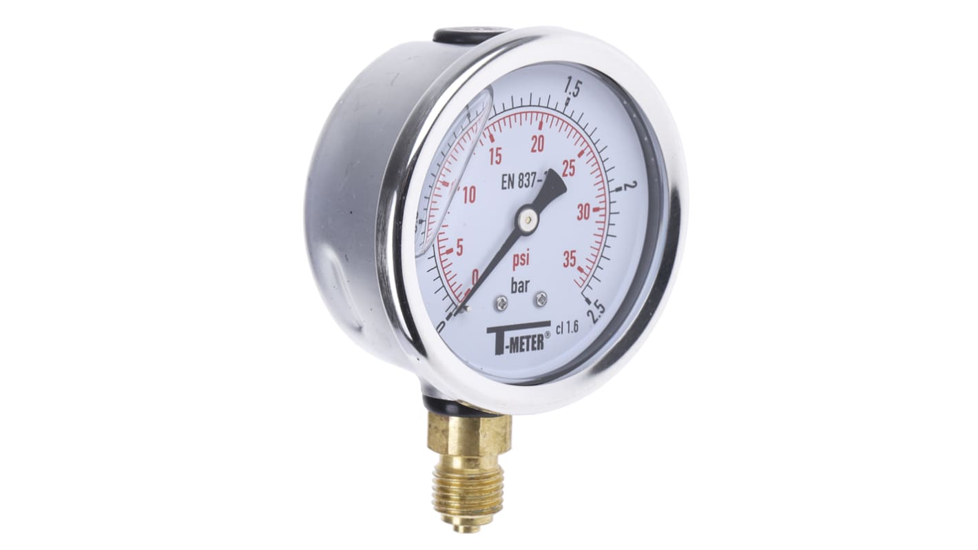 Sferaco G 1/4 Analogue Pressure Gauge 2.5bar Bottom Entry 63mm Outside Diameter