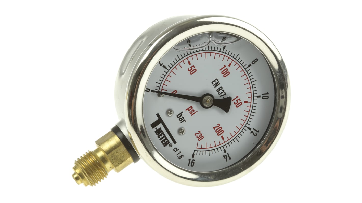 Sferaco G 1/4 Analogue Pressure Gauge 16bar Bottom Entry 63mm Outside Diameter
