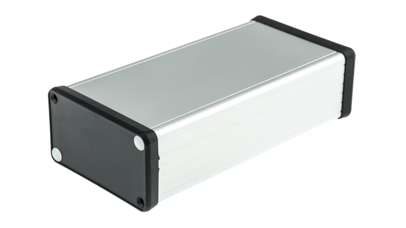 Hammond 1455 Series Silver Aluminium Enclosure, IP54, Black Lid, 160 x 78 x 43mm