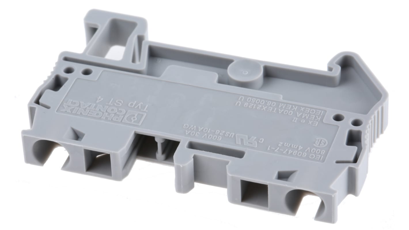 Phoenix Contact ST 4 Series Grey DIN Rail Terminal Block, 0.2 → 6mm², Single-Level, Spring Clamp Termination