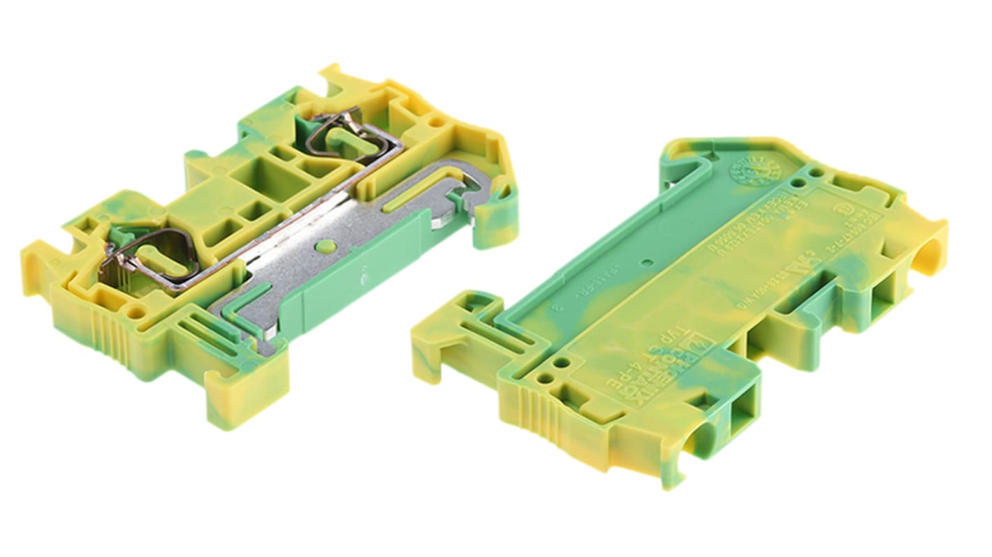 Phoenix Contact 3031380 ST 4-PE Series Green/Yellow, 0.08 → 6mm², Single-Level, Spring Cage Termination