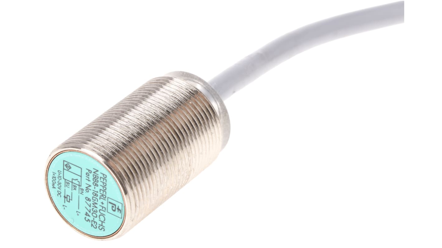 Rs-Online Sensore di prossimità Cilindro filettato Pepperl + Fuchs M18 rilevamento 8 mm 5 → 36 V c.c