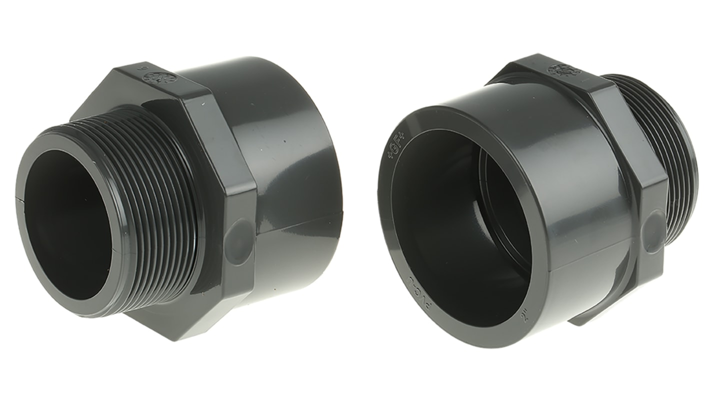 Georg Fischer Plastic Pipe Fitting, Straight Threaded Adapter, R 2in to BSP 2in